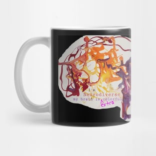 Extra Colorful Neurodiverse brain on art (black background) Mug